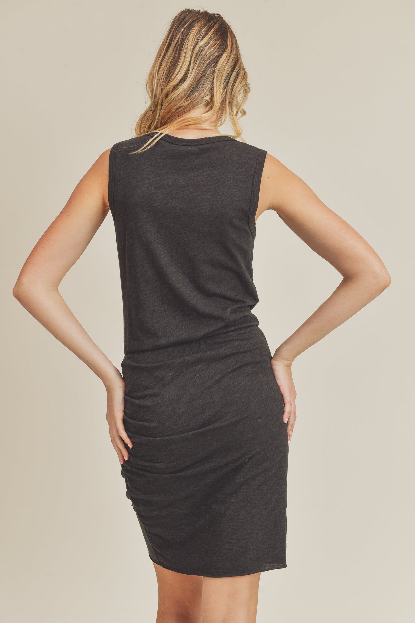 Side Ruched Elastic Waist Dress