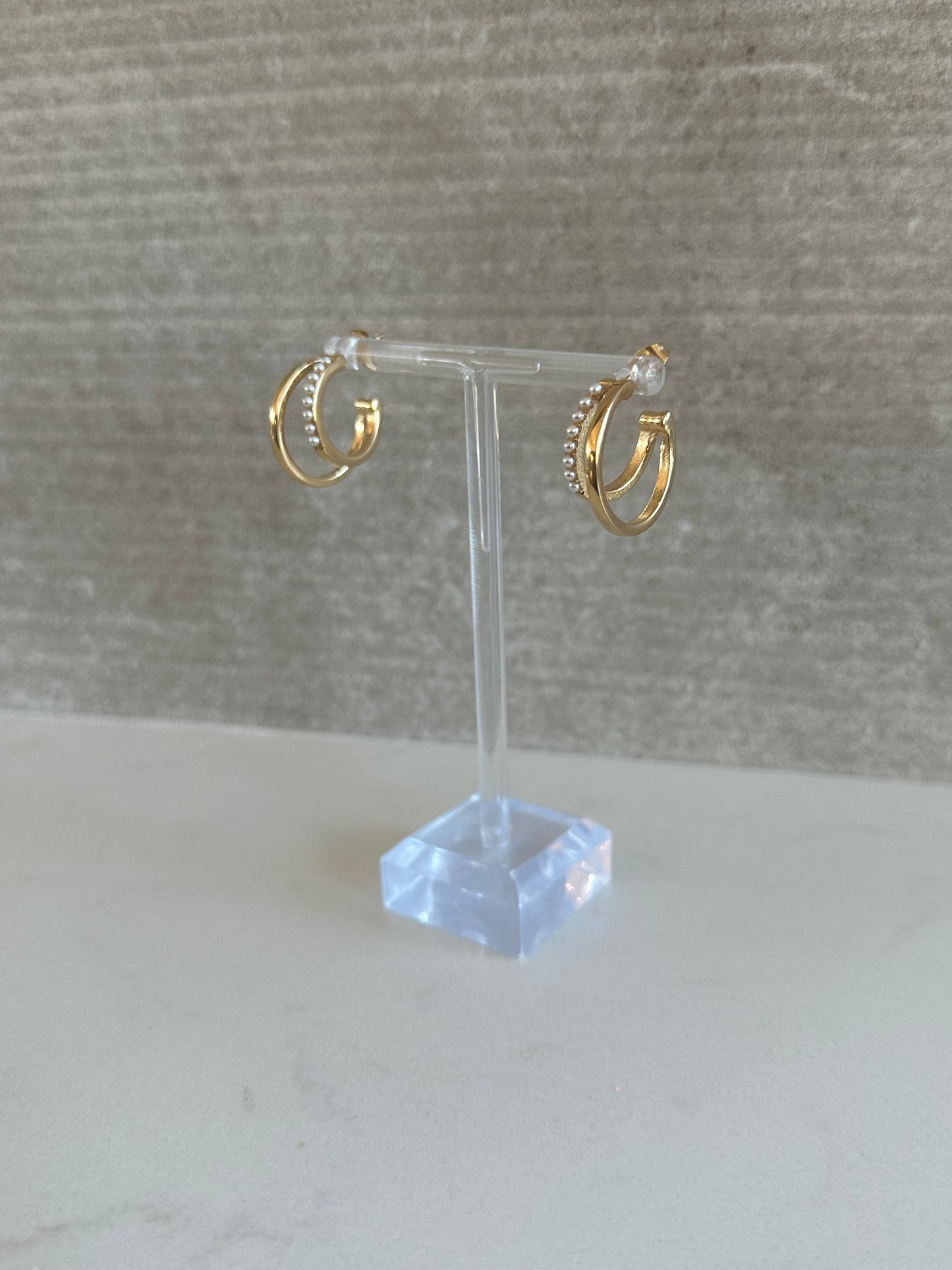 CZ 18k Gold Plated Double Hoops