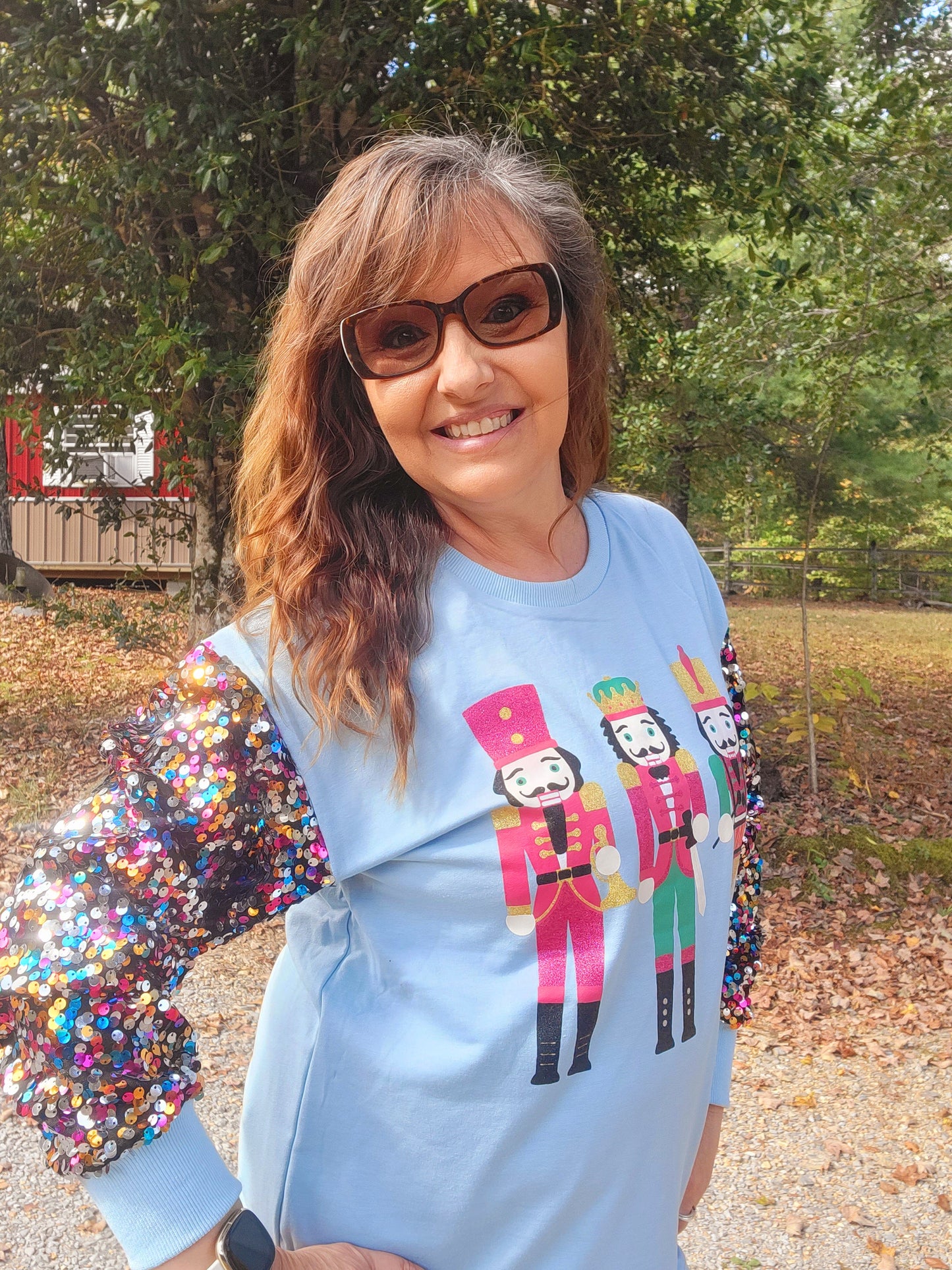 Nutcracker Sequin Sleeve Top