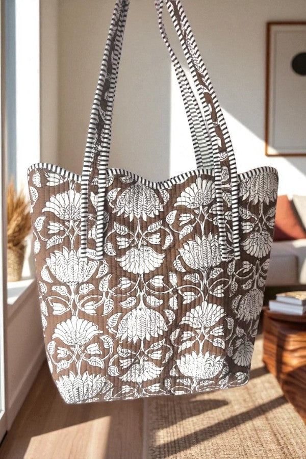 SC - ETA 9/3 - Maple Blossom Brown Scalloped Tote Bag