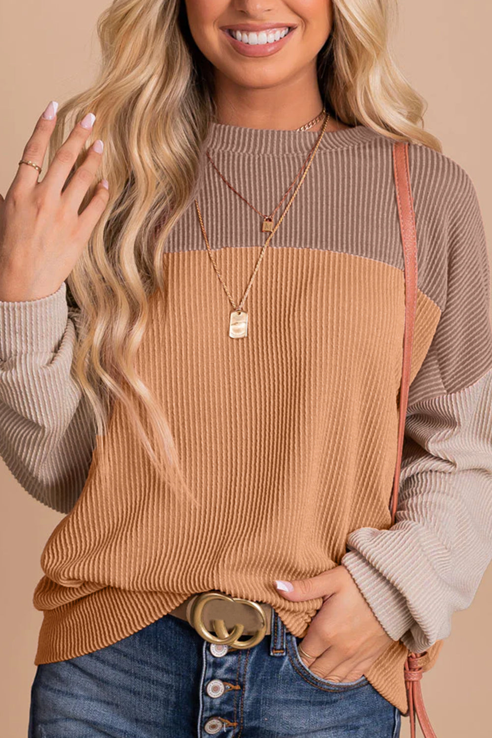 TYT Colorblock Ribbed Loose Top RTS
