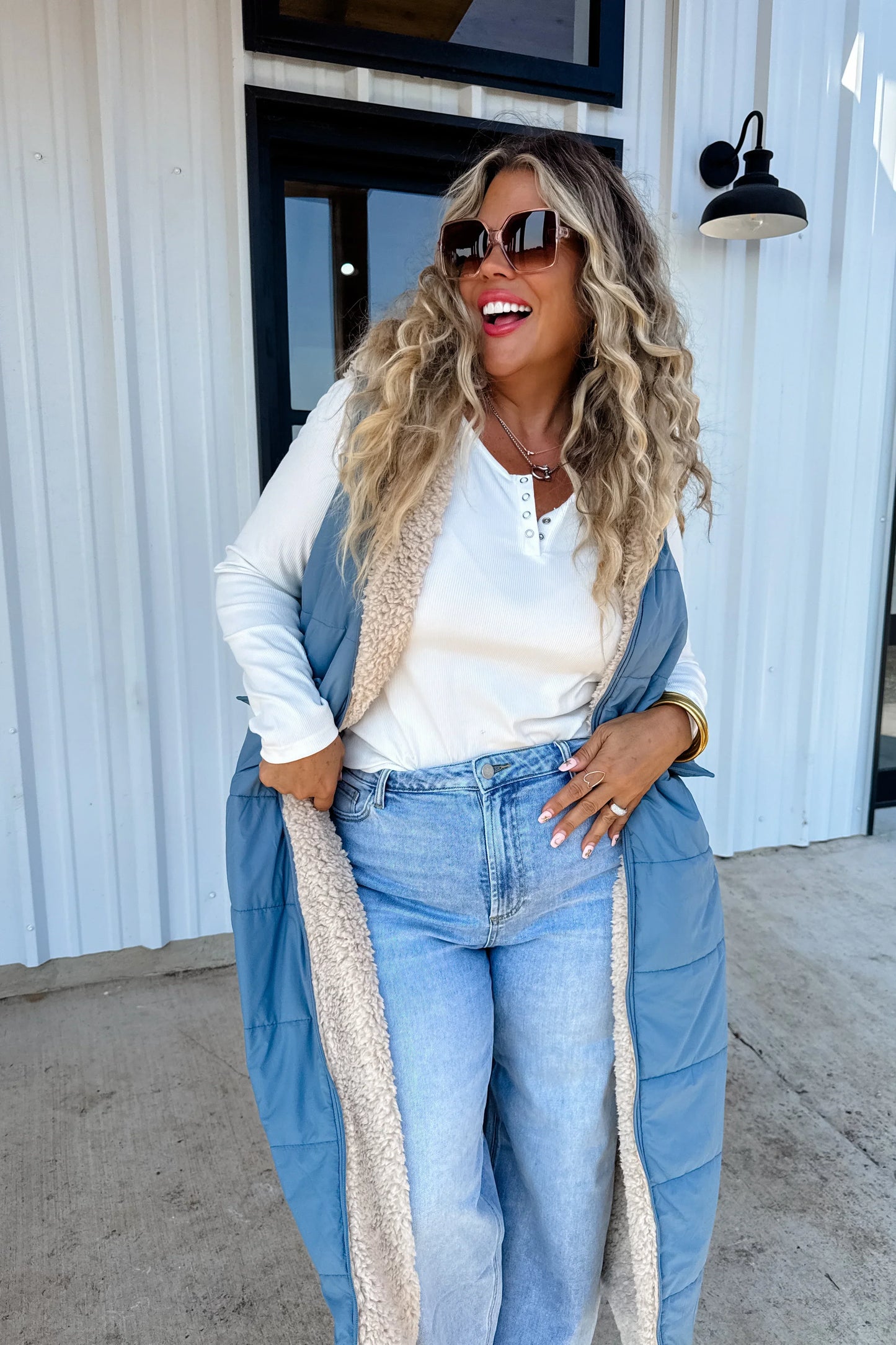 PREORDER- REVERSIBLE SHERPA PUFFER VEST