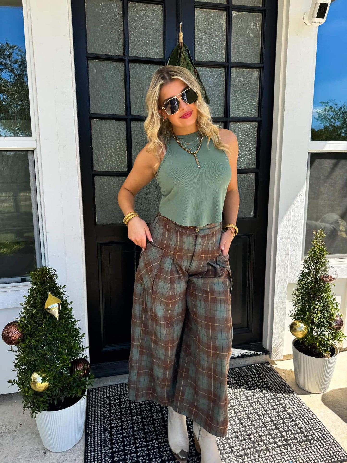 PREORDER- CAYLA CROP PLAID PANTS