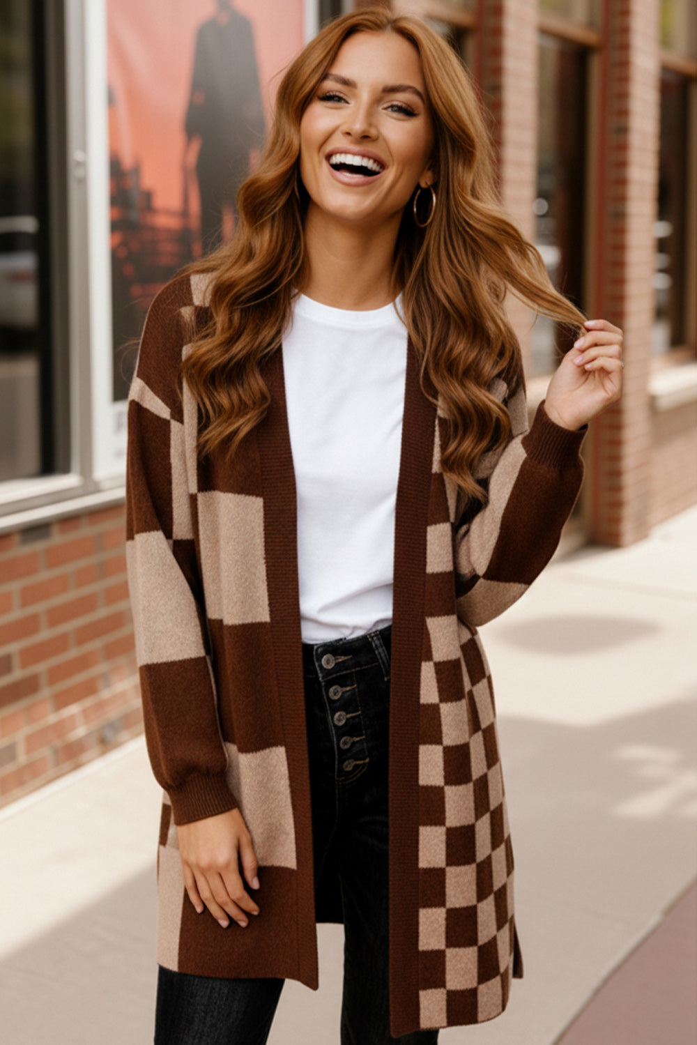 The Café Mocha Check Cardigan