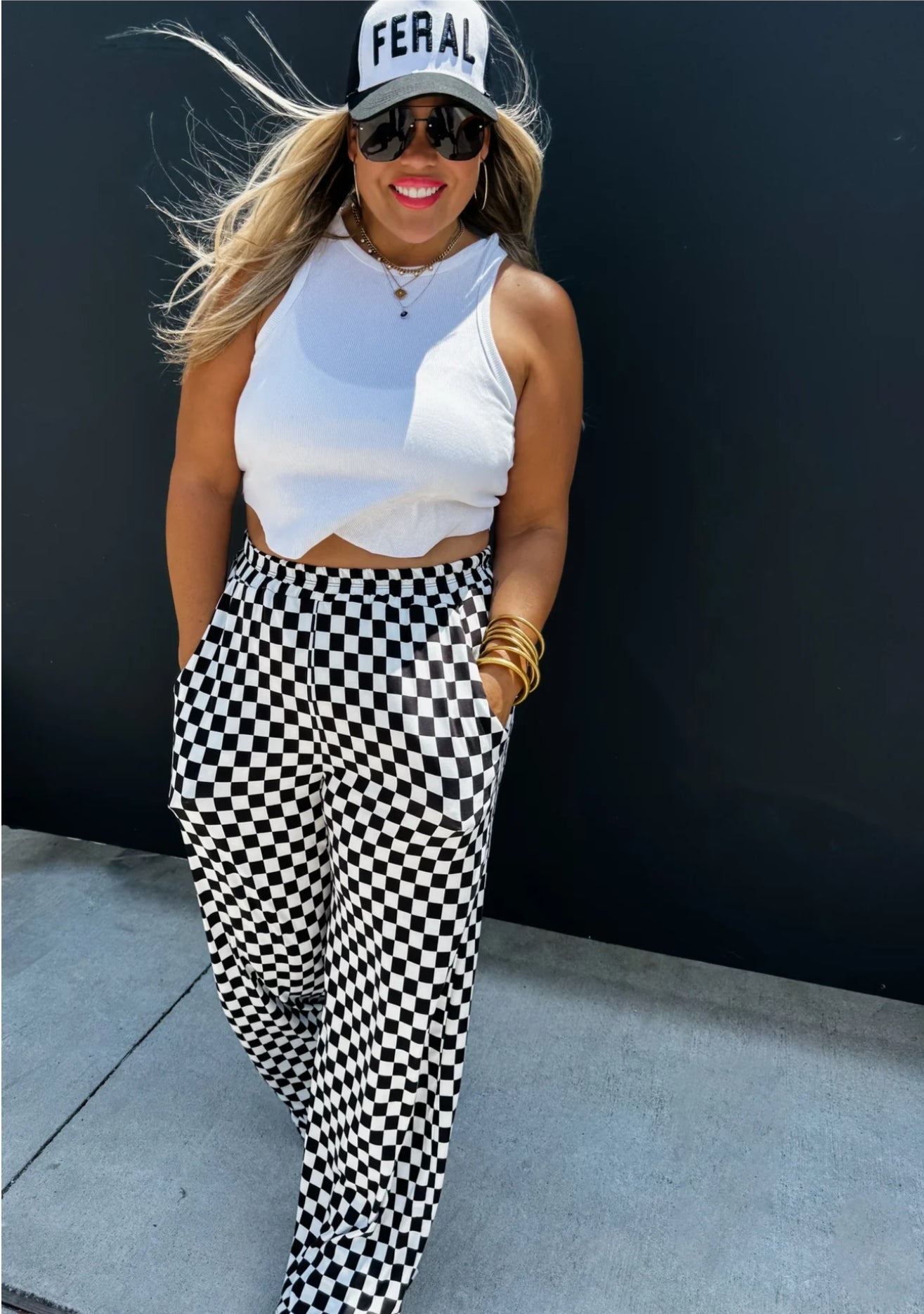 Bold Block Checker Pants