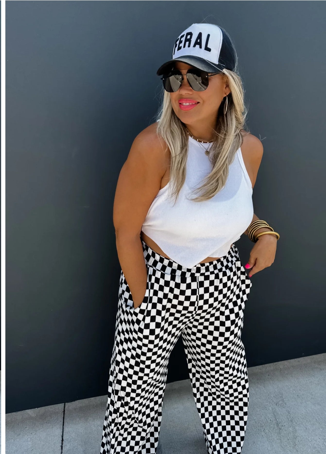 Bold Block Checker Pants
