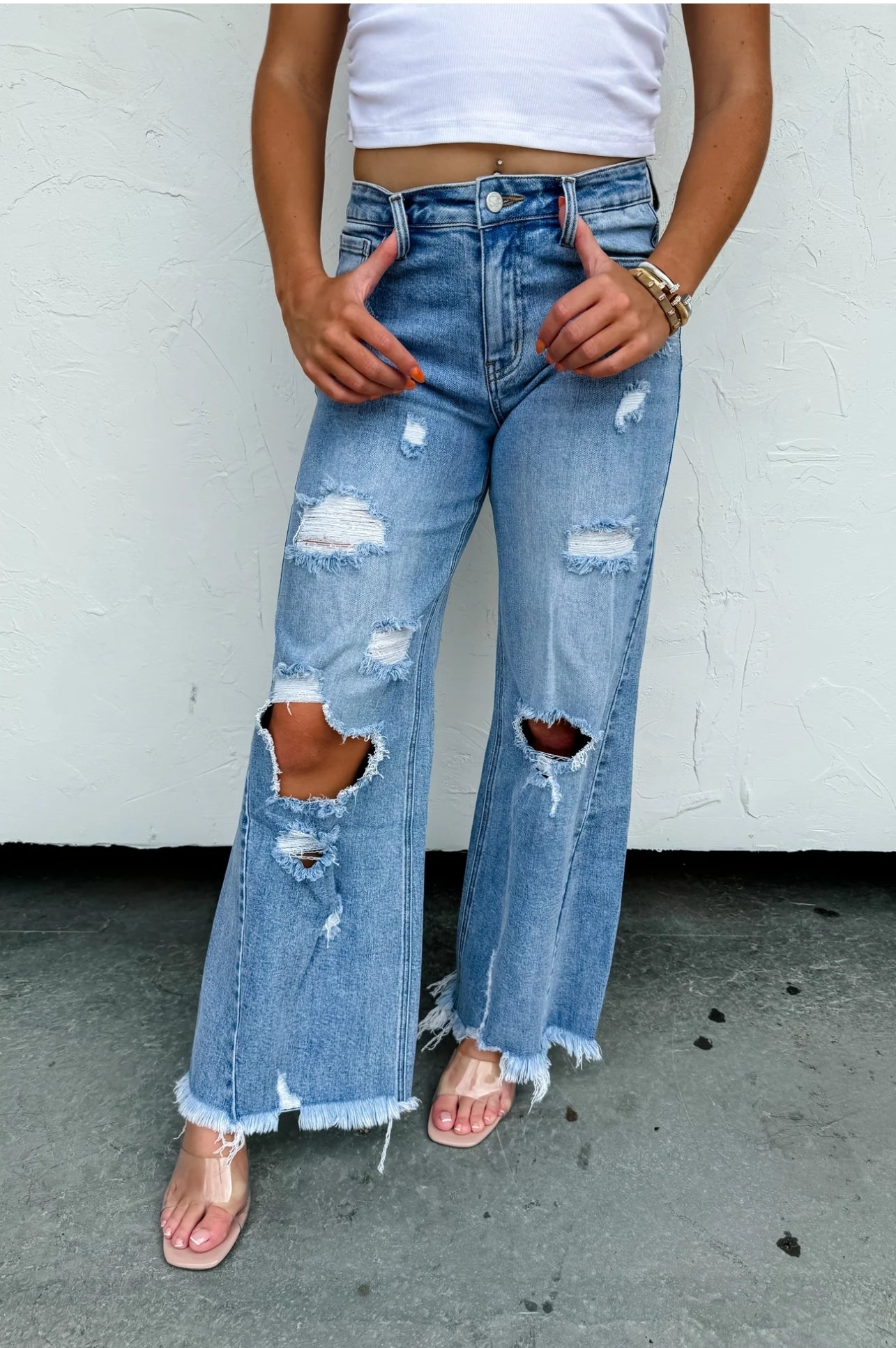 Drew Distressed Dad Jeans (PREORDER)