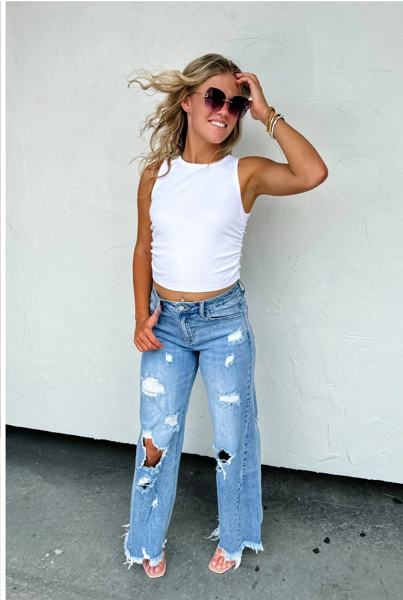 Drew Distressed Dad Jeans (PREORDER)