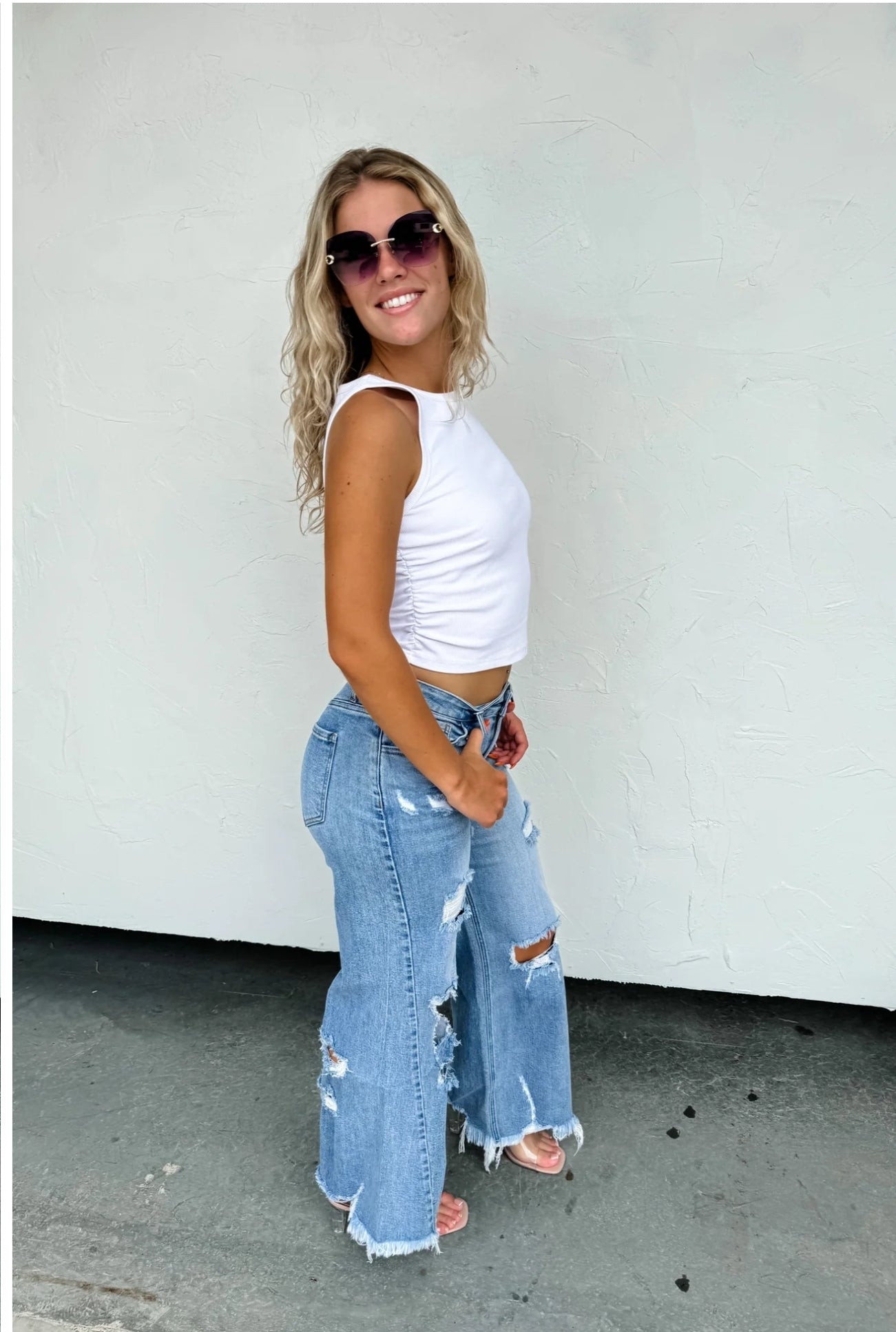 Drew Distressed Dad Jeans (PREORDER)