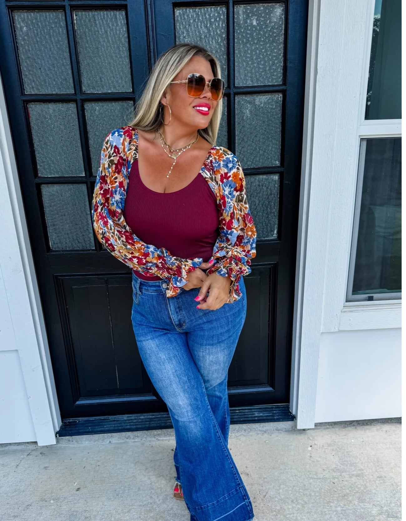 Chiffon Floral Sleeve Bodysuit