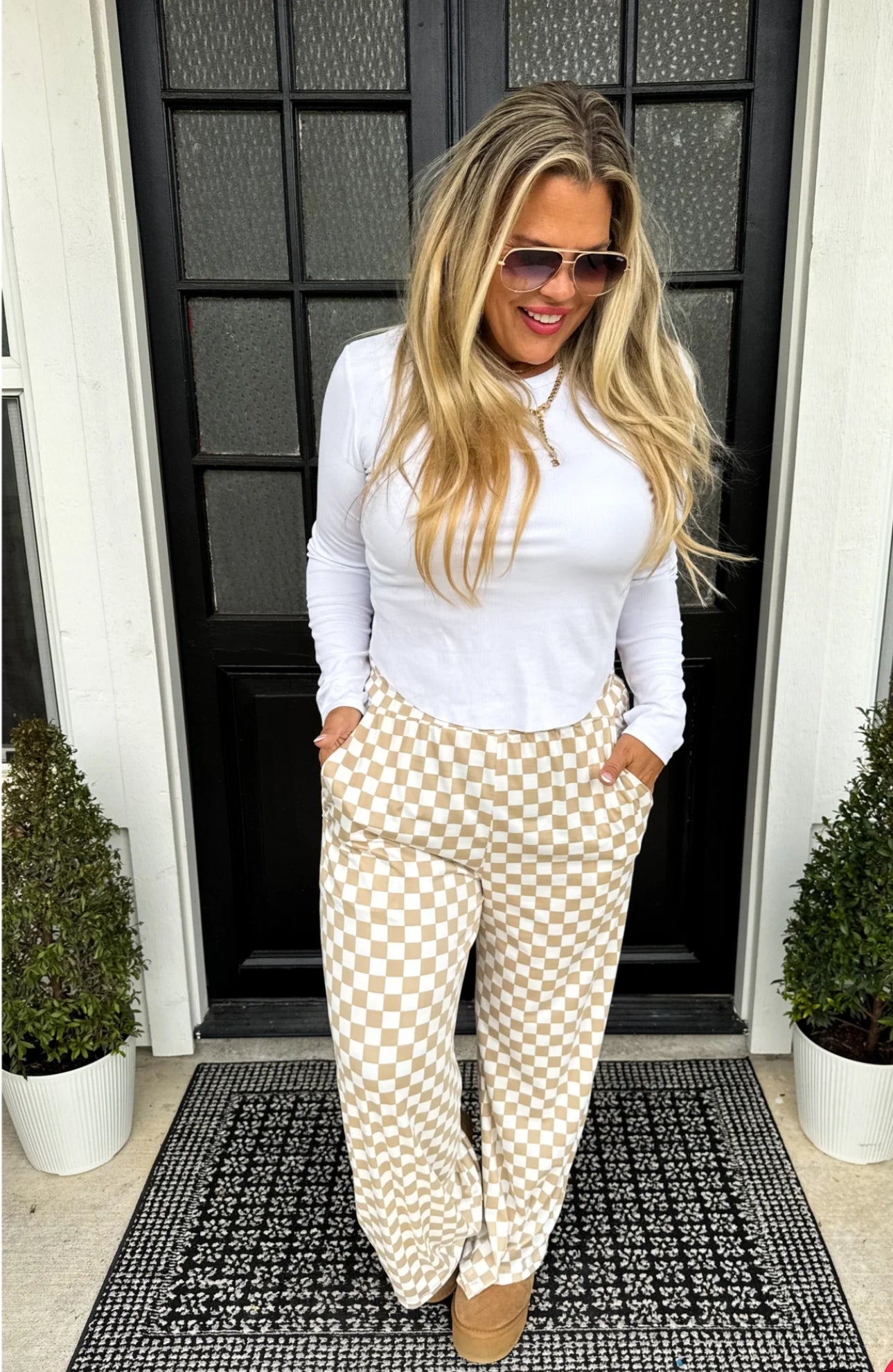 PREORDER- BOLD BLOCK CHECKER PANTS- NEUTRALS
