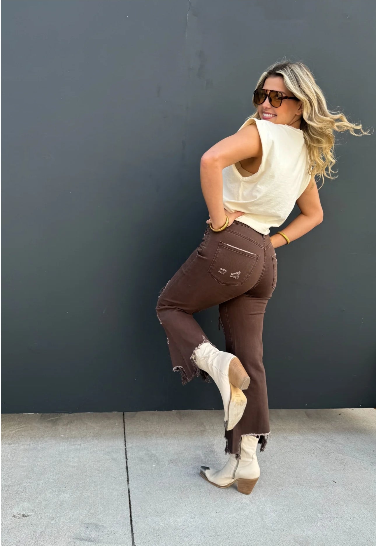 PREORDER- BROWN URBAN DISTRESSED CROP JEAN