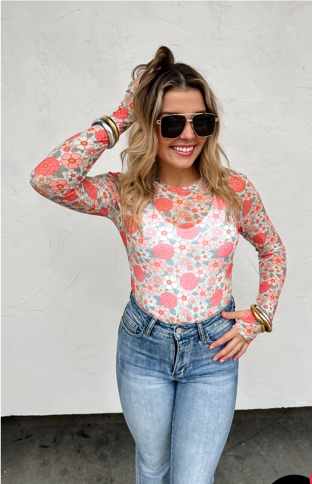 VINTAGE FLORAL MESH TOPS
