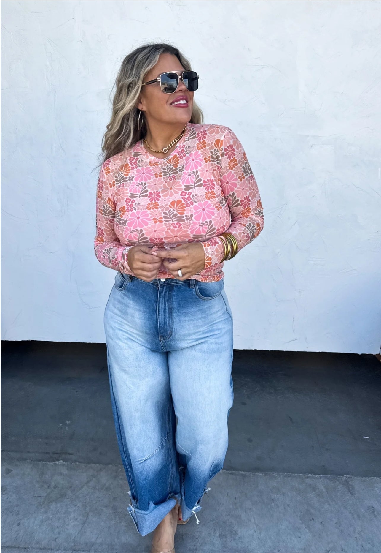 VINTAGE FLORAL MESH TOPS