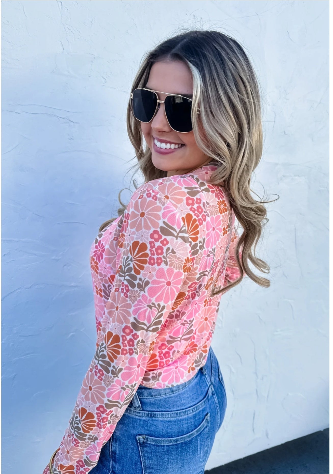 VINTAGE FLORAL MESH TOPS