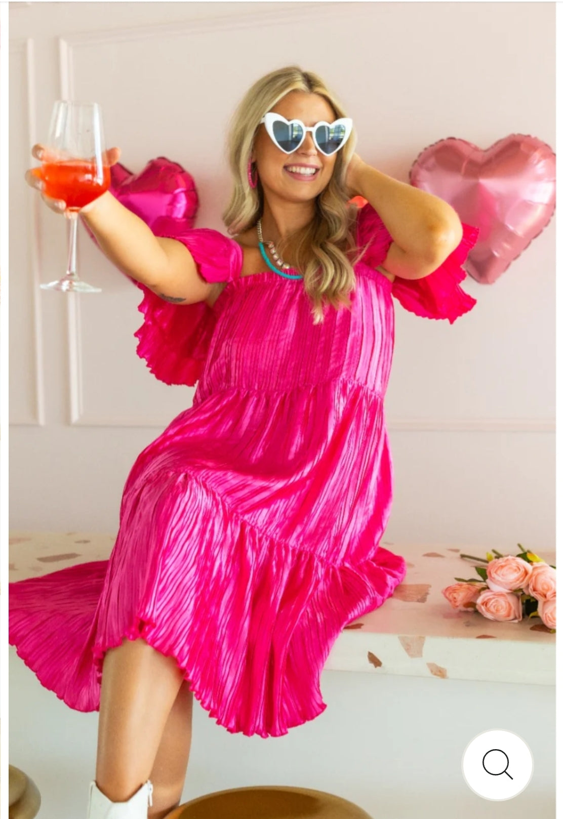 Pleated Versi Dress, Pink