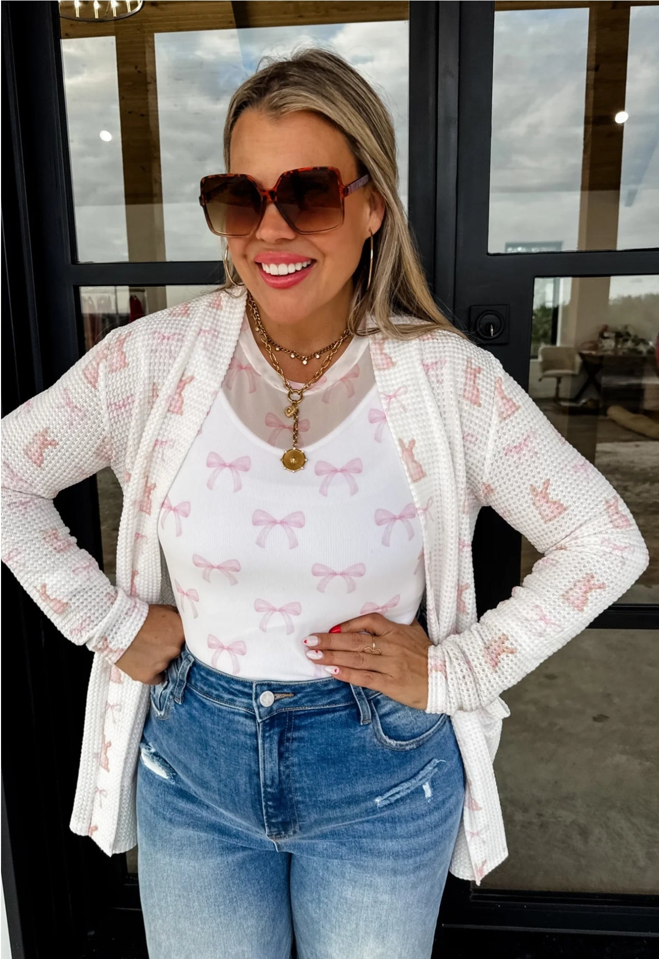 CHRISSA BOW MESH TOPS