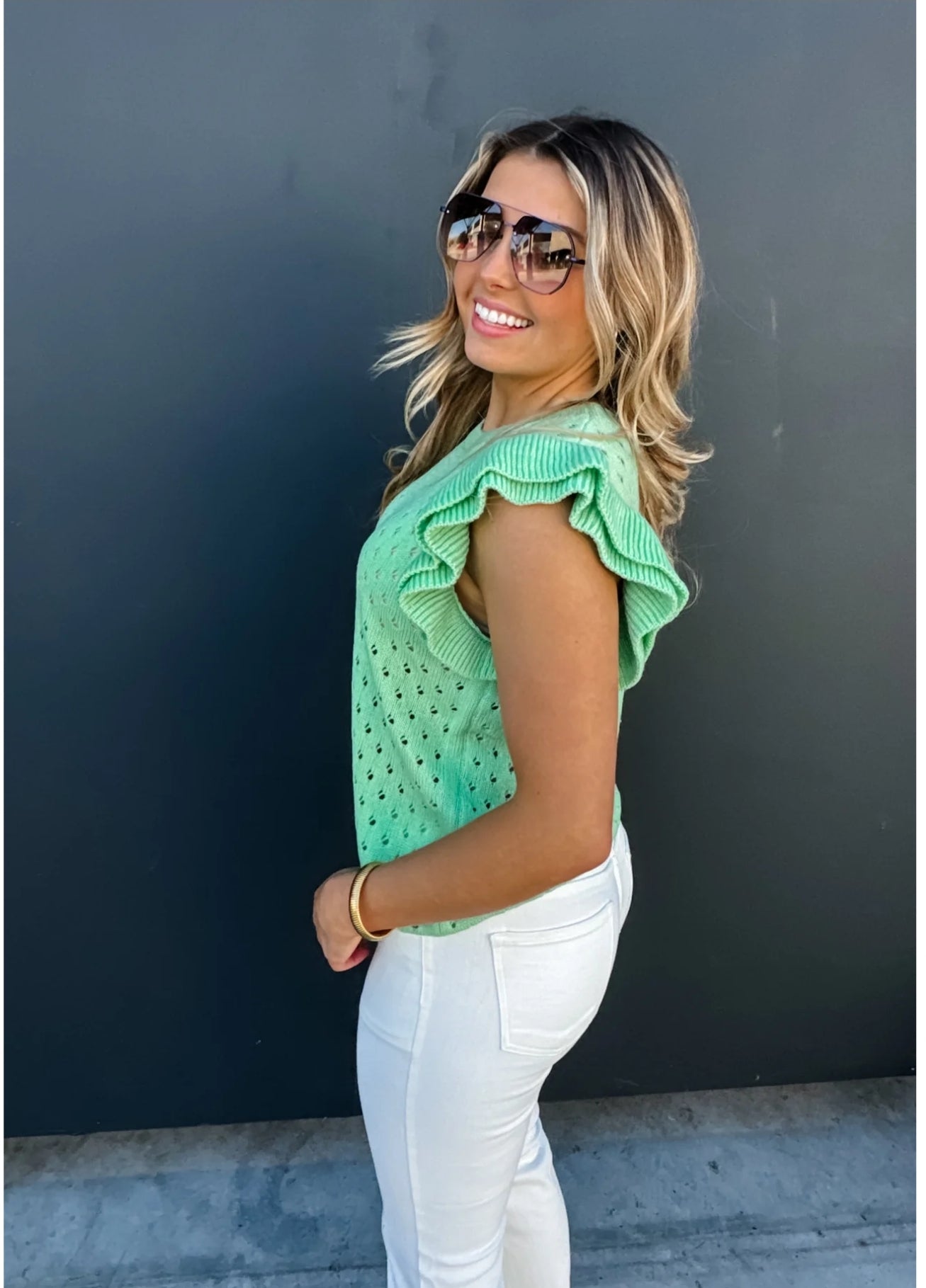 CASEY RUFFLE SLEEVE SWEATER