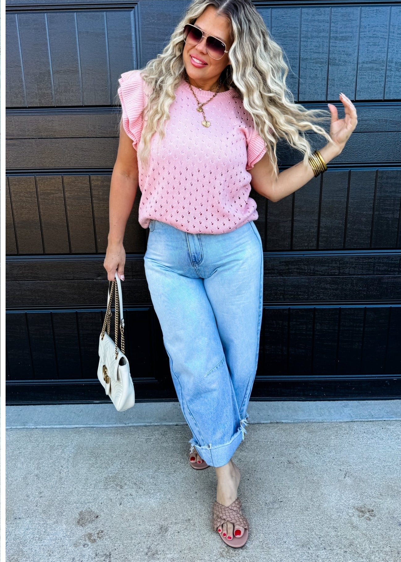 CASEY RUFFLE SLEEVE SWEATER