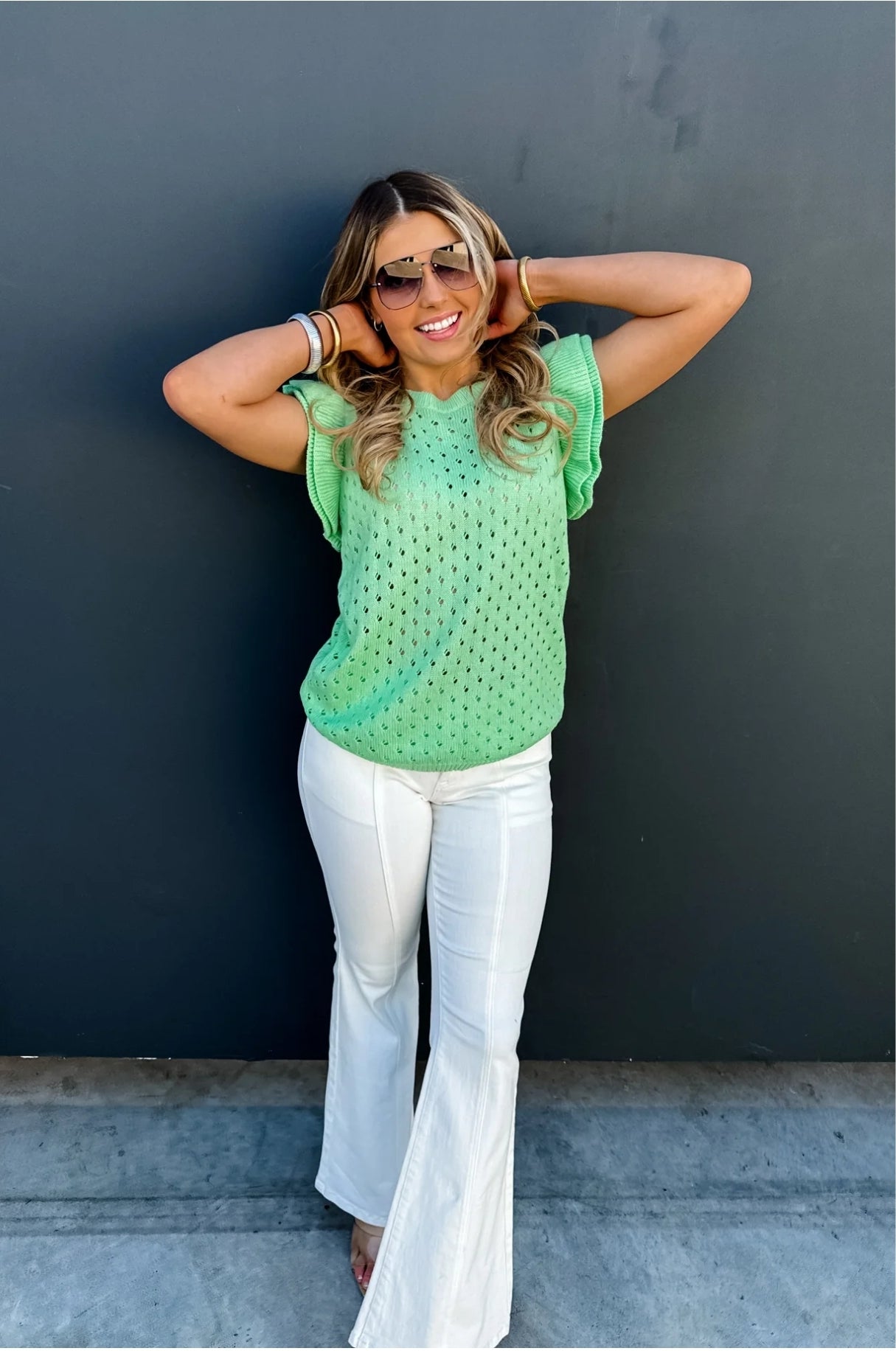 CASEY RUFFLE SLEEVE SWEATER