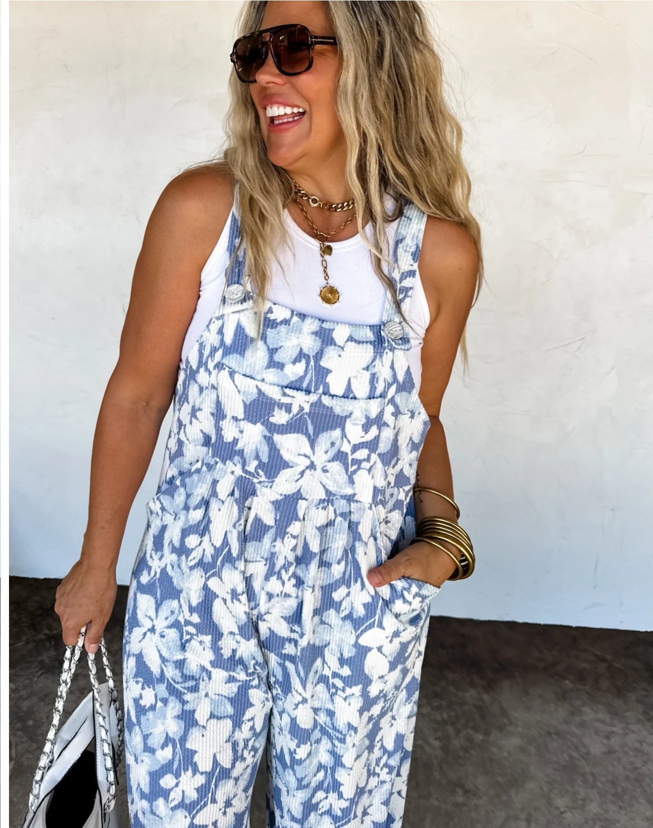 PREORDER- FLORAL KARLI RIBBED OVERALLS