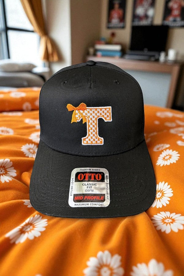 SC - Vols T with Bow Black Canvas Embroidered Hat