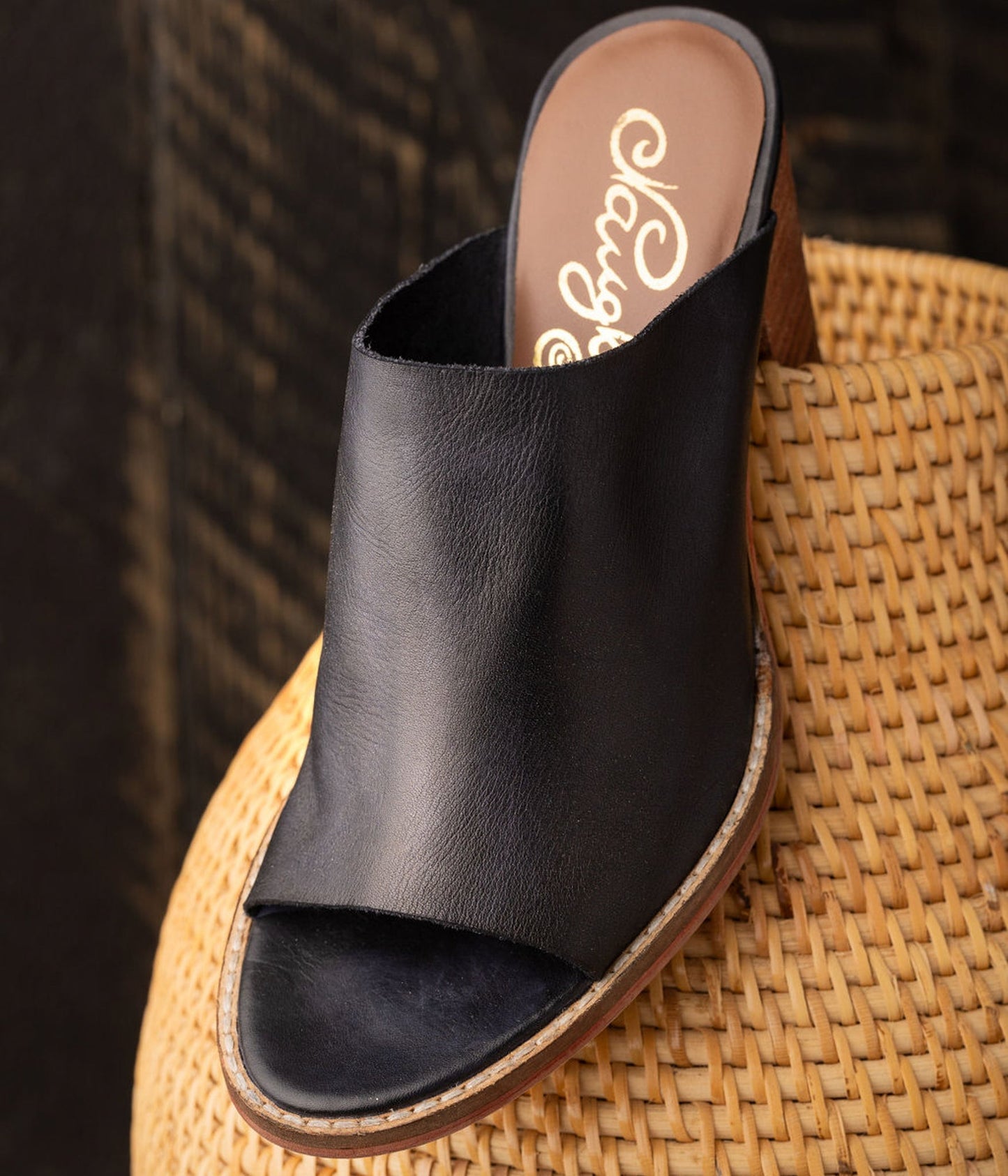 Hallie Heeled Genuine Leather Sandal in Black by Naughty Monkey