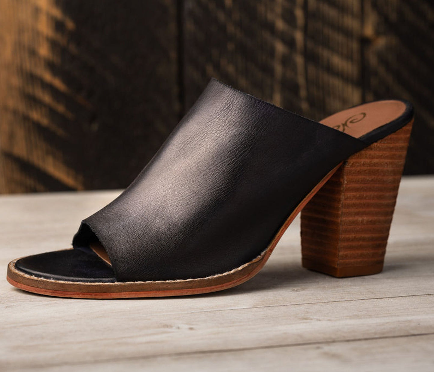 Hallie Heeled Genuine Leather Sandal in Black by Naughty Monkey