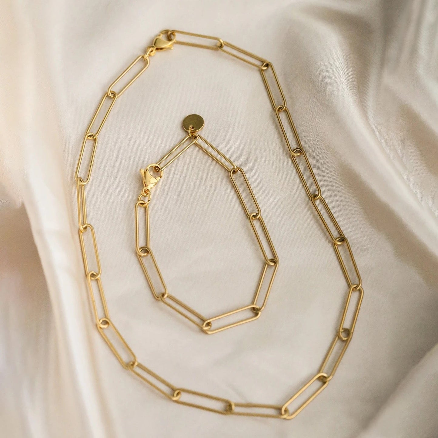 18k Gold Plate Paperclip Bracelet