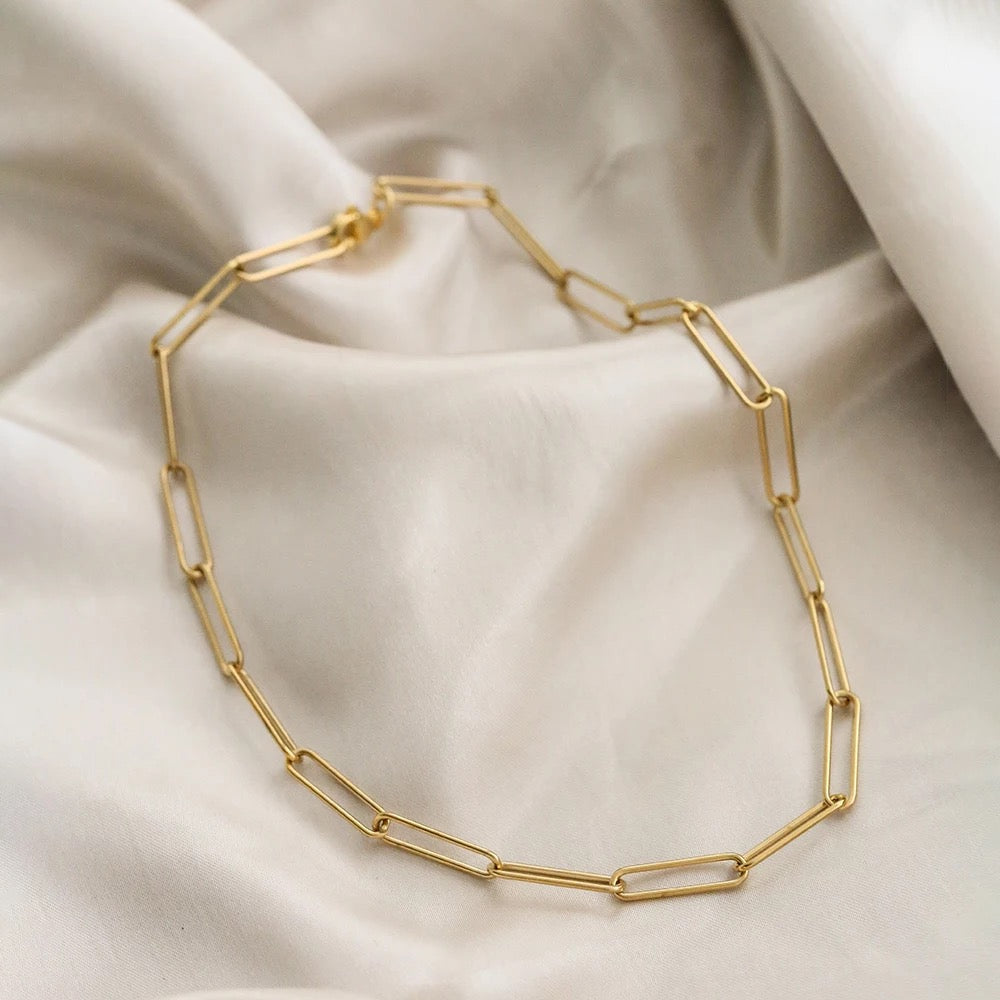 18k Gold Plate Paperclip Bracelet