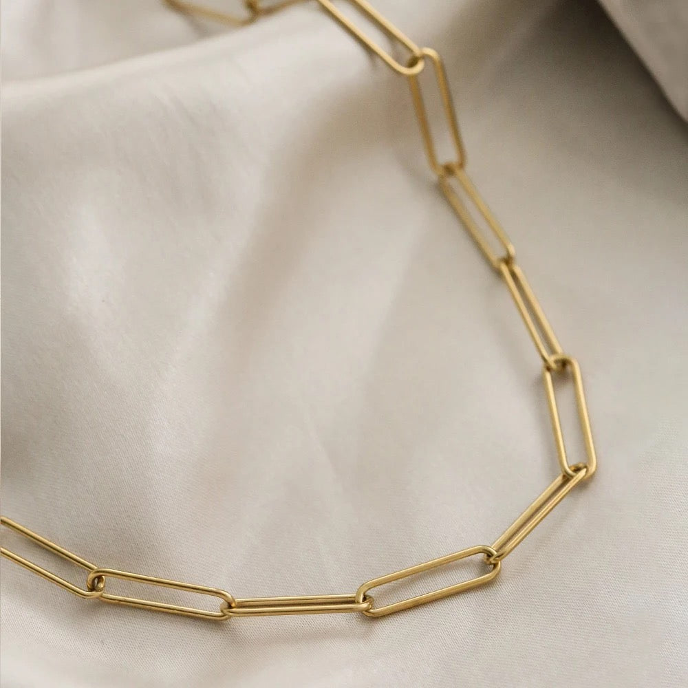18k Gold Plate Paperclip Bracelet
