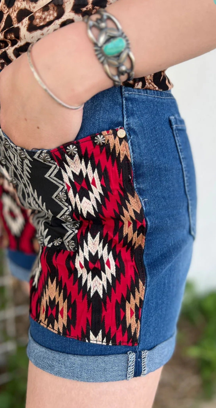 Patched Up Shorts - Leopard