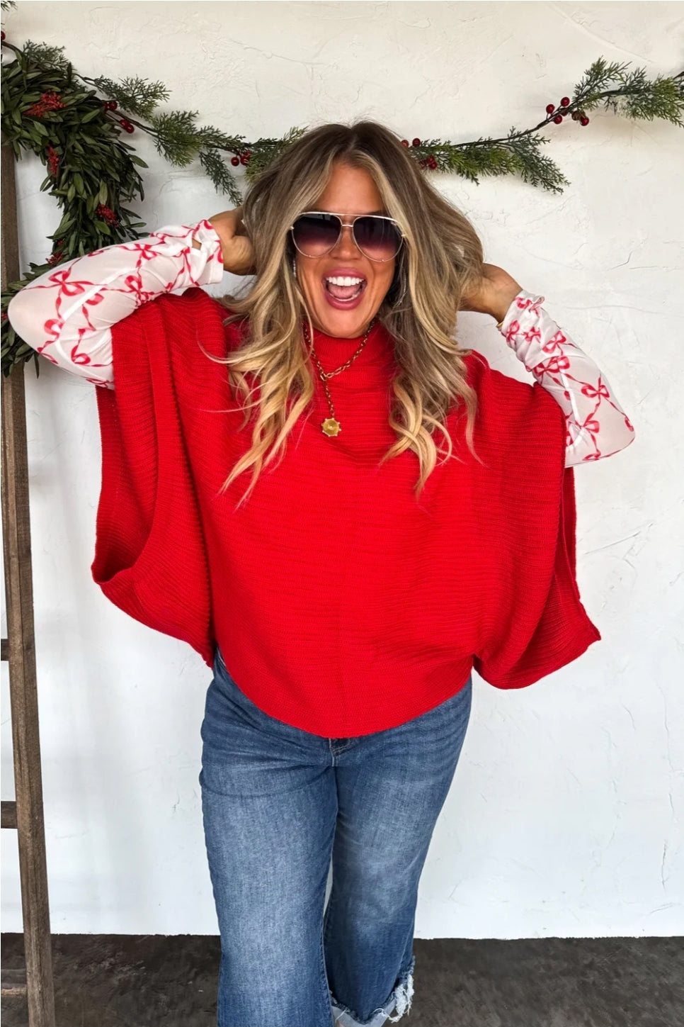 PREORDER- CHRISTMAS MEG PULLOVER PONCHO
