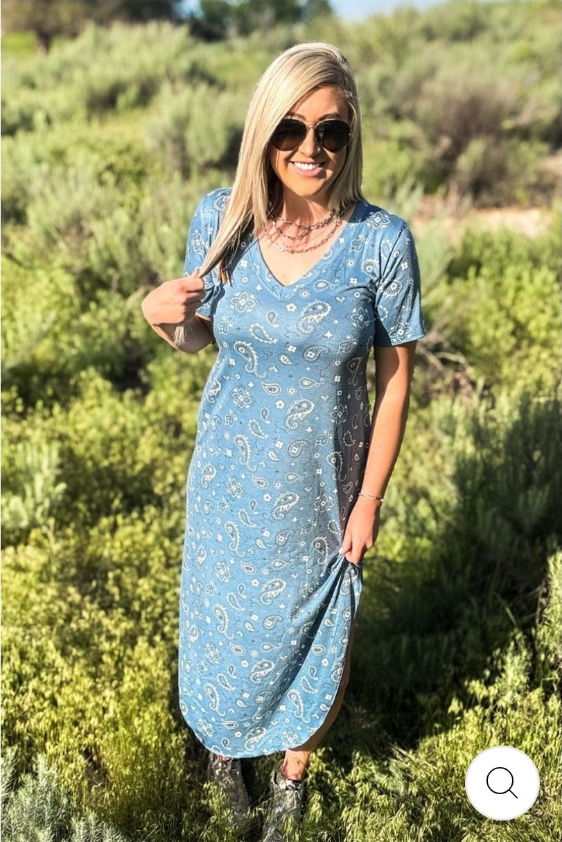 Bandana Babe Blue Maxi Dress