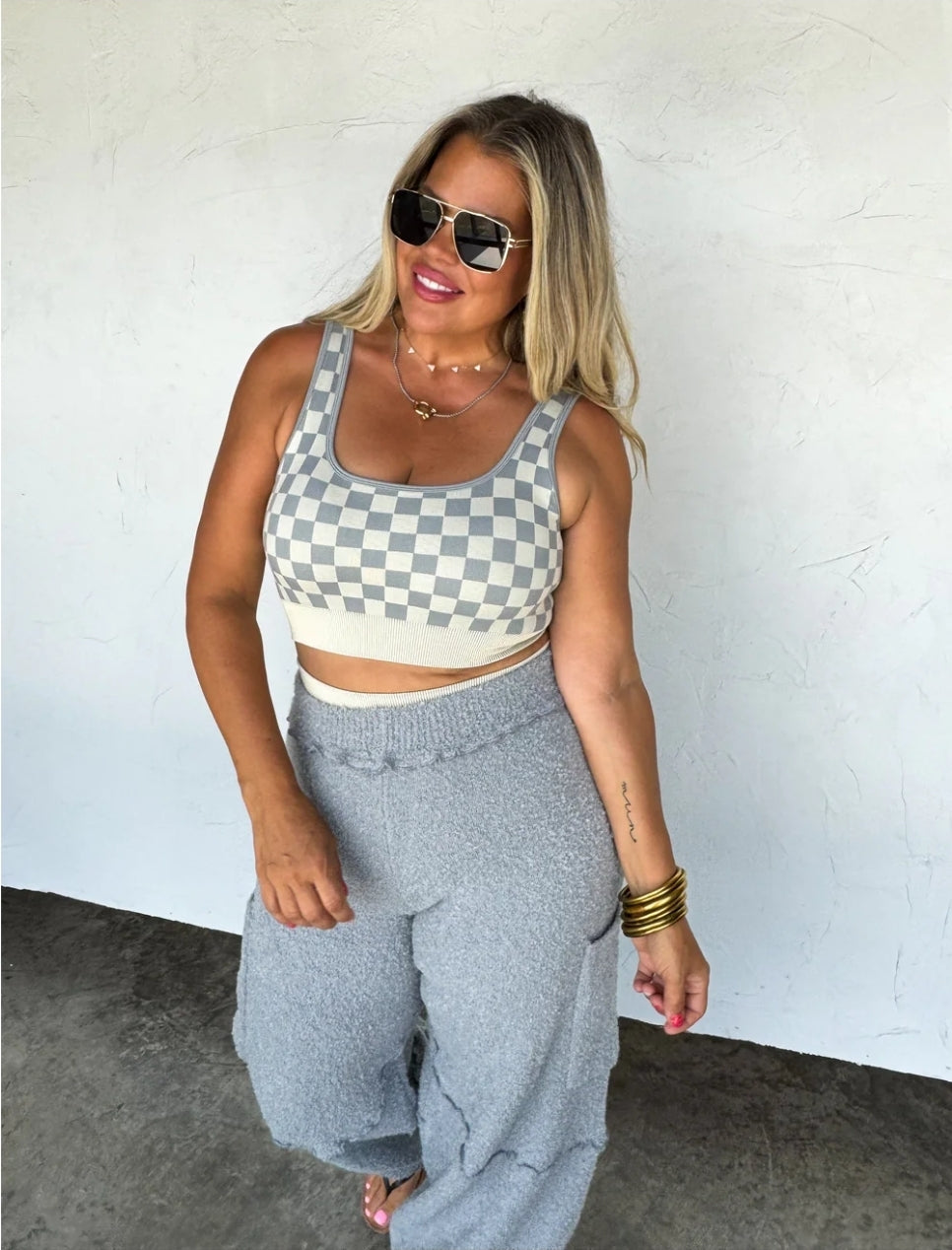 PREORDER- CHECKER BRA & BIKER SHORT SET