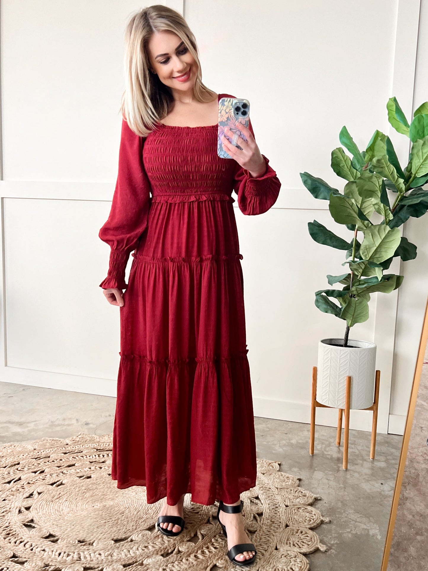 12.4 Tiered Maxi Dress With Smocking Detail In Holly