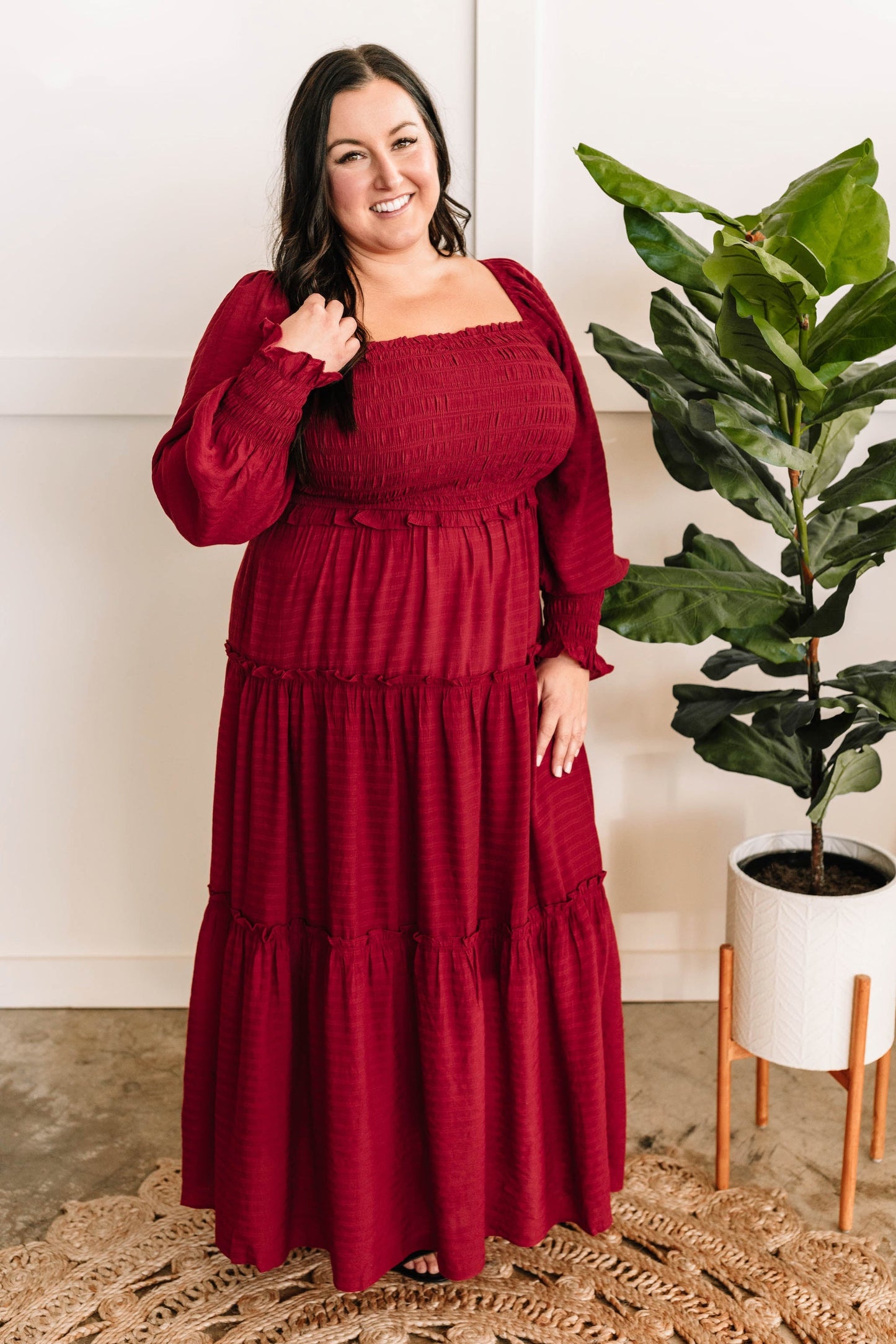 12.4 Tiered Maxi Dress With Smocking Detail In Holly