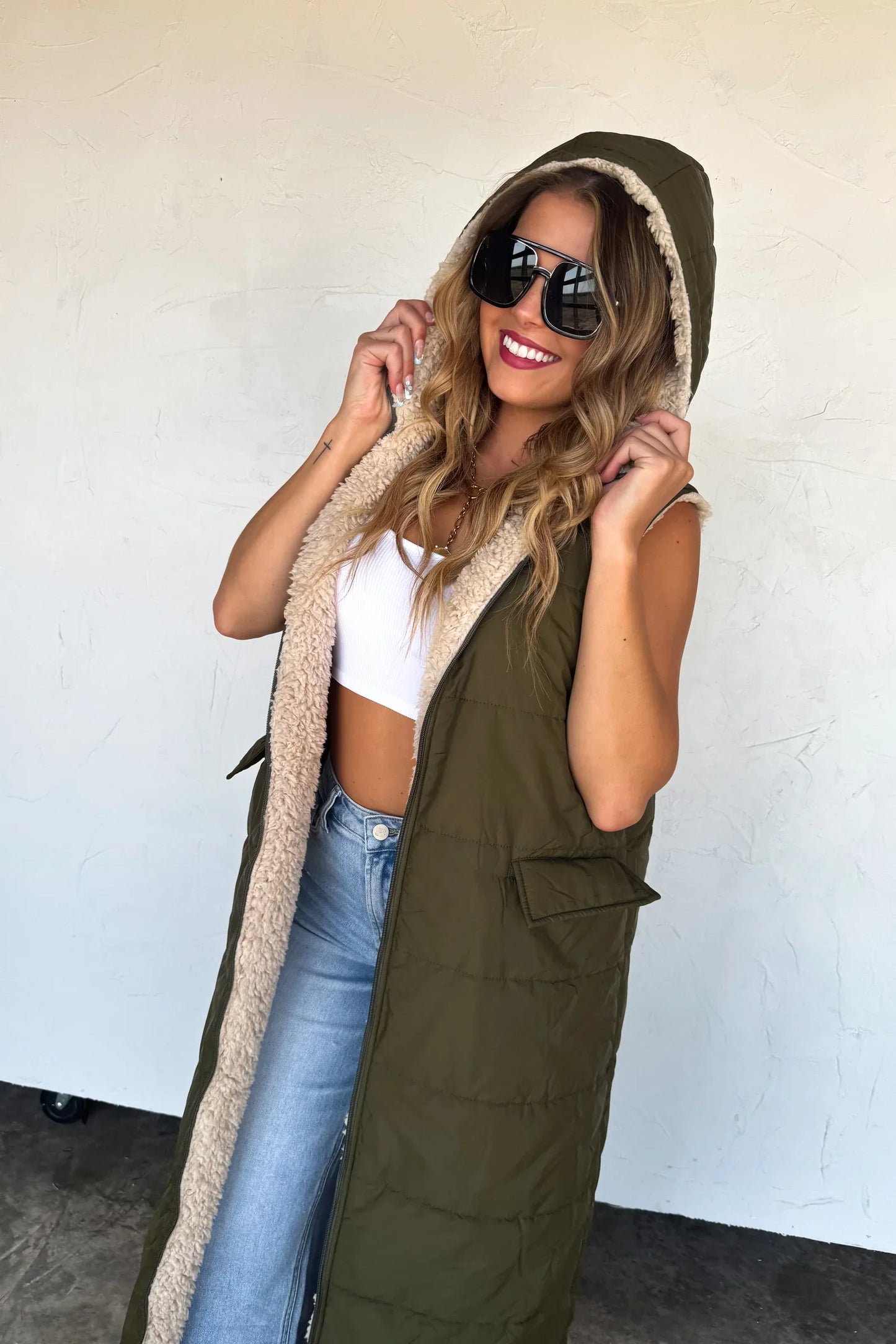 PREORDER- REVERSIBLE SHERPA PUFFER VEST