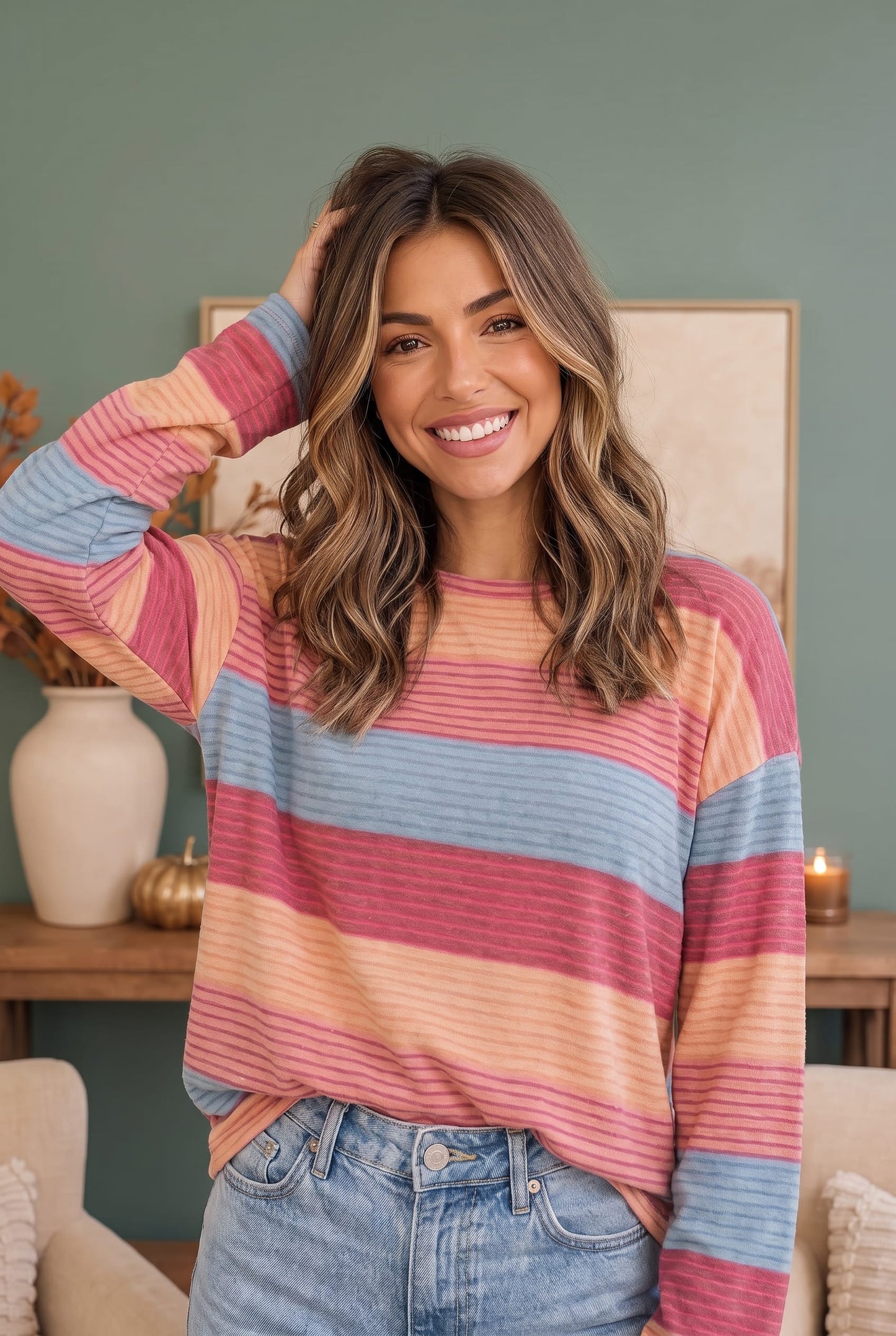 Sunny Stripes Long Sleeve Knit Top