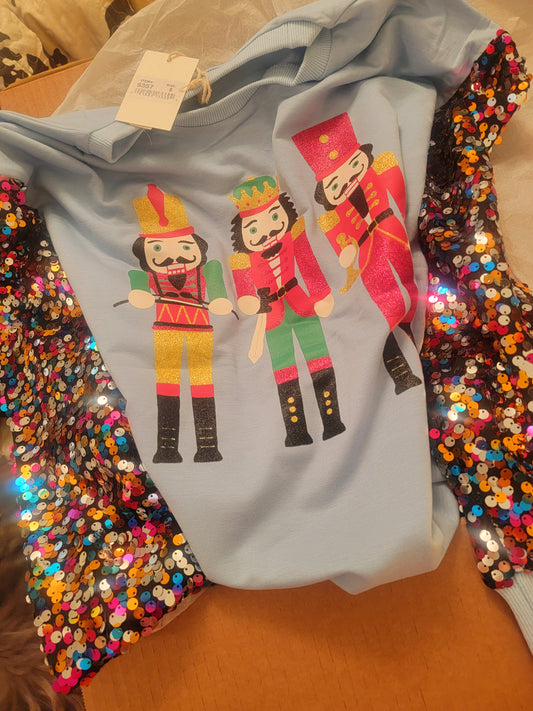 Nutcracker Sequin Sleeve Top