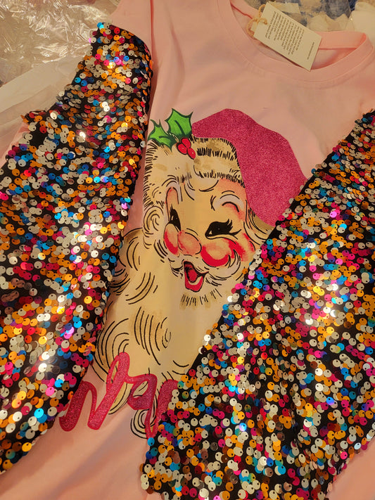 Ho Ho Ho Sequin Sleeve Top