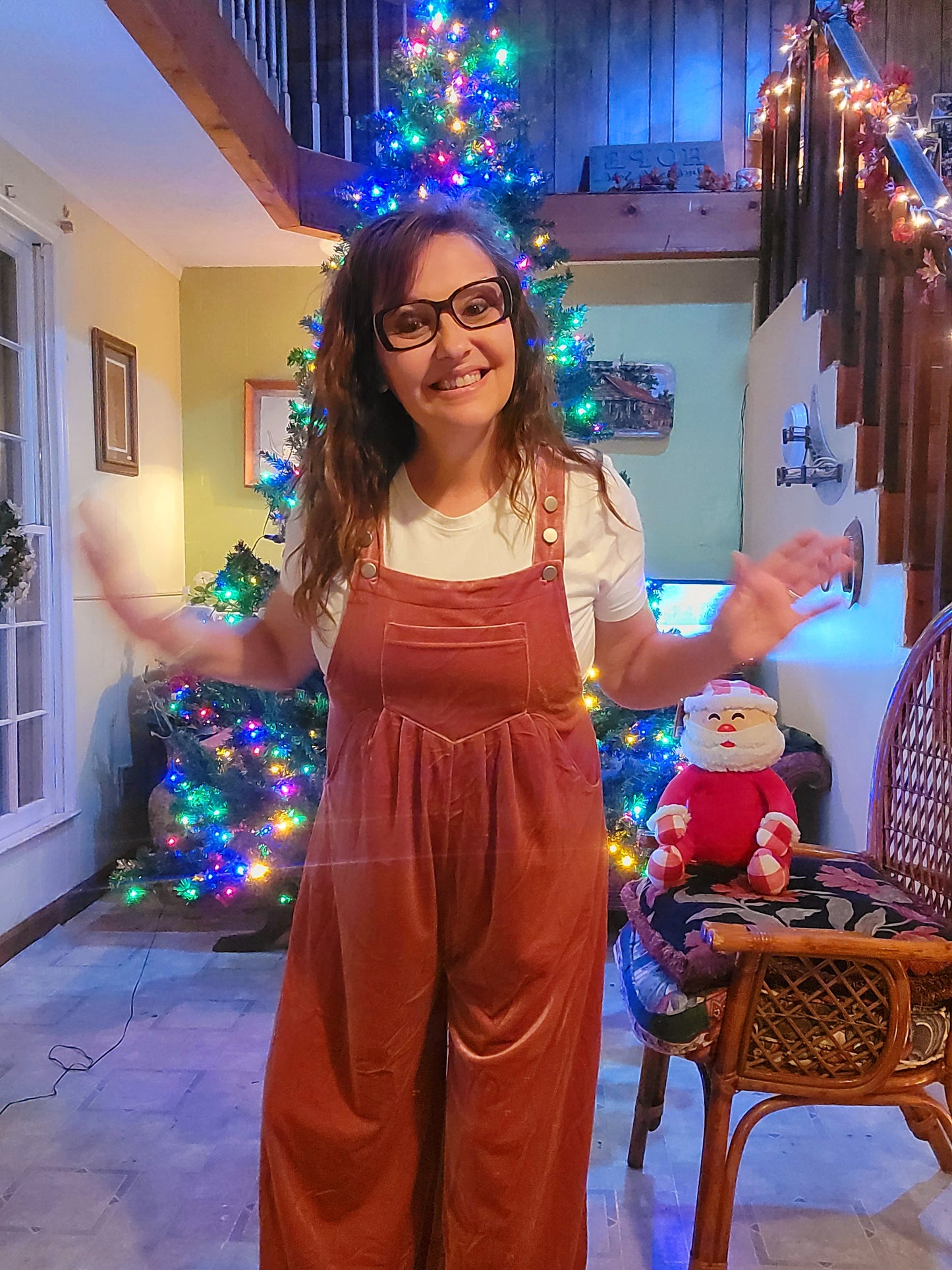 Wide Leg Velvet Overalls w/ Pockets