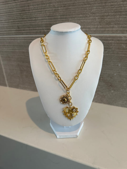 Sun and Heart Pendant 18K plate