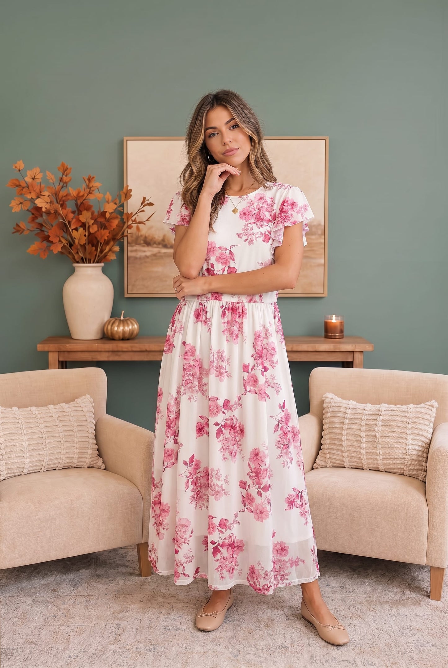 Daytime Romance Floral Midi Dress