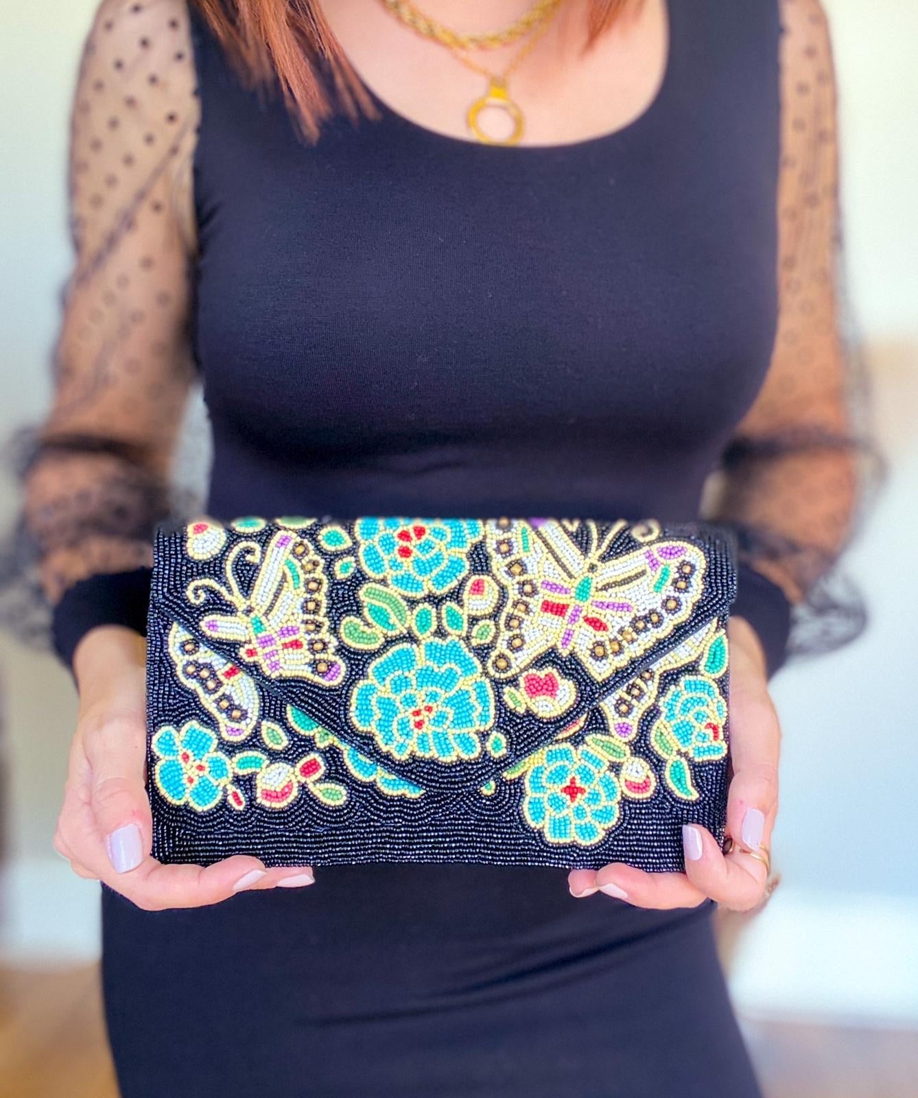 Beaded Flora  Clutch