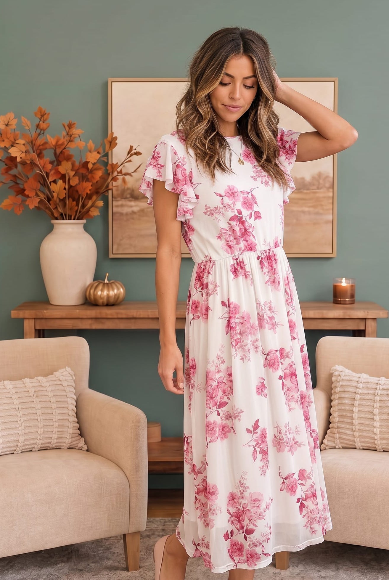 Daytime Romance Floral Midi Dress