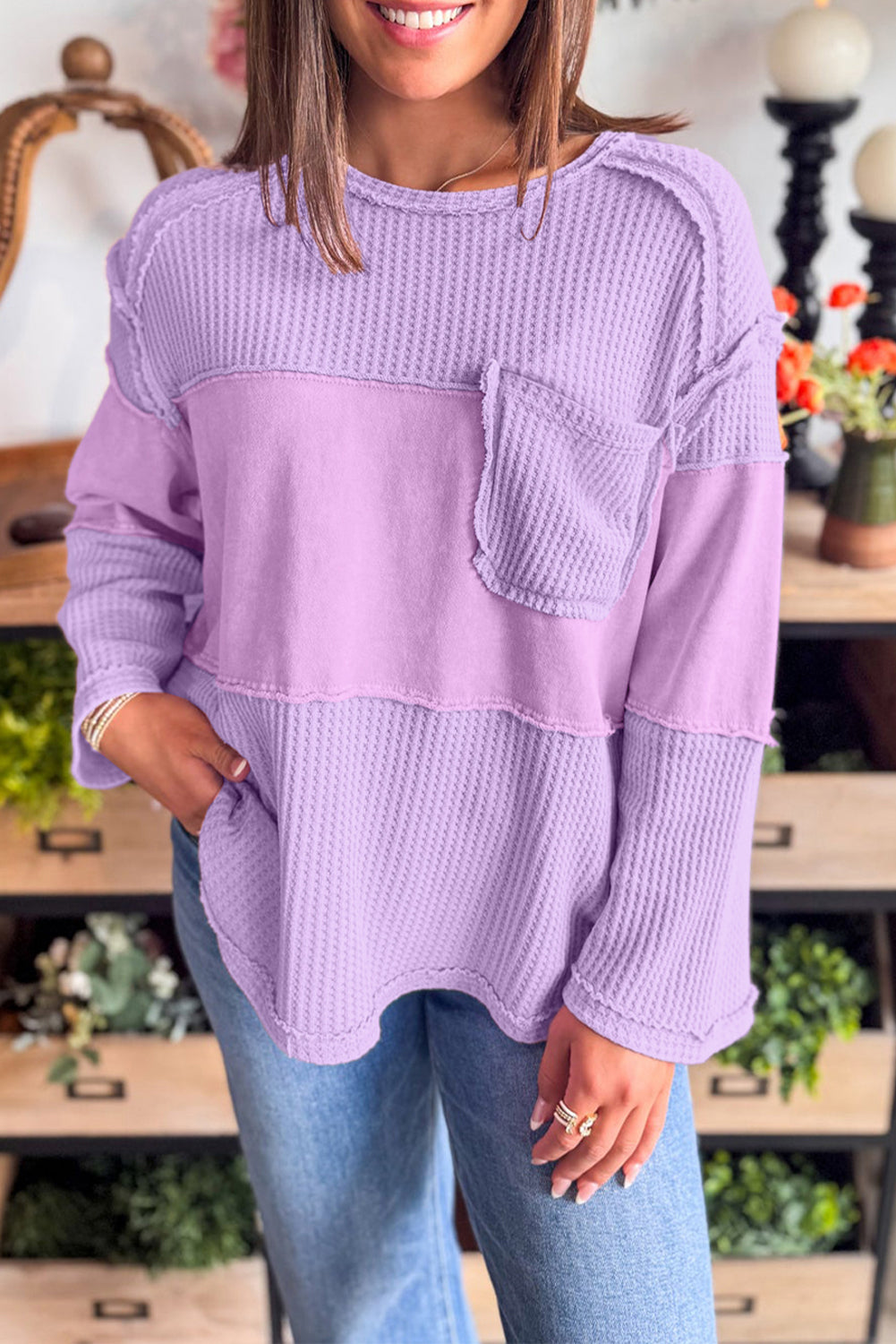 Purple Thermal Knit Textured Top RTS