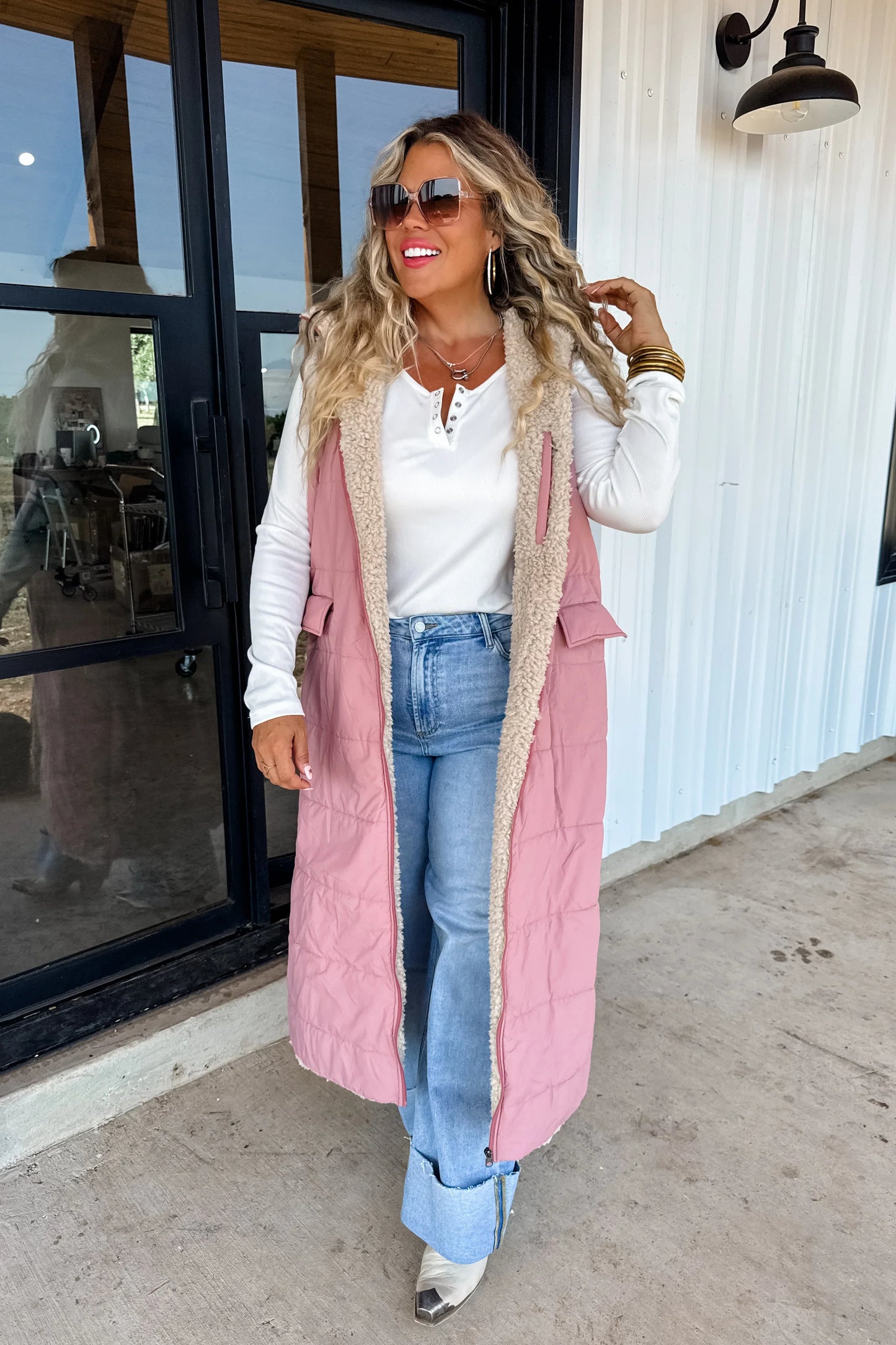 PREORDER- REVERSIBLE SHERPA PUFFER VEST