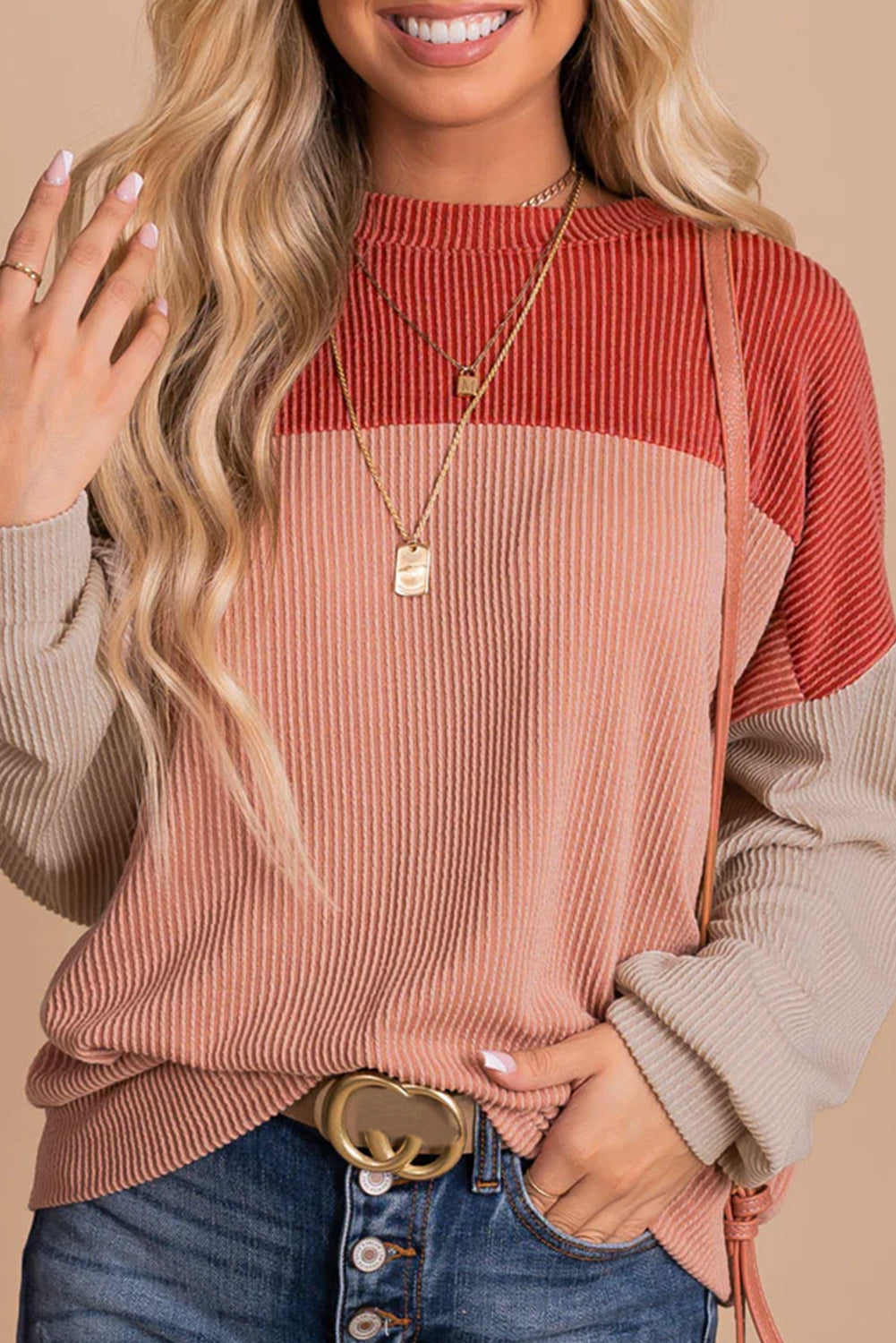 TYT Colorblock Ribbed Loose Top RTS