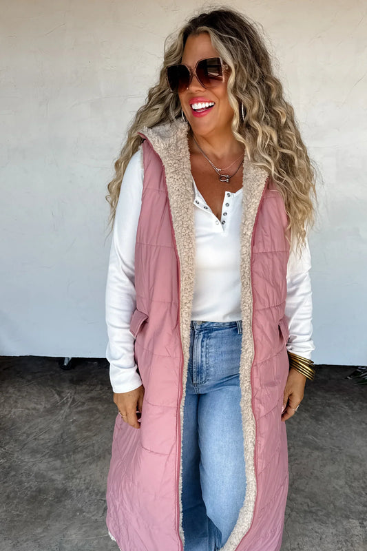 PREORDER- REVERSIBLE SHERPA PUFFER VEST